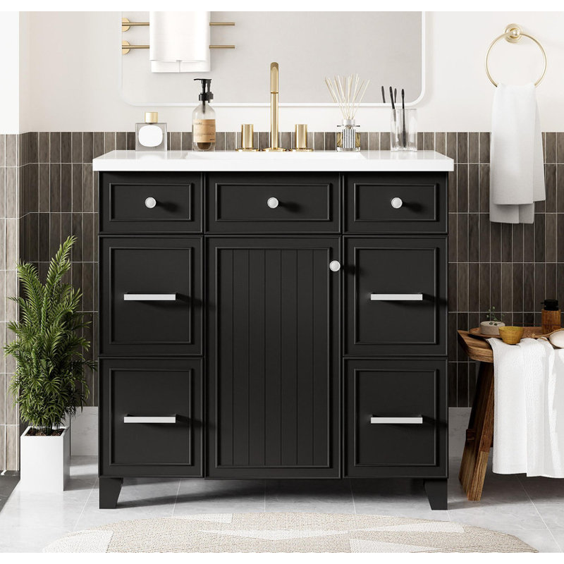 Meuble-lavabo noir Shaker