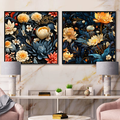 Etna - Abstract Botanicals Square Collage Set Of 2
