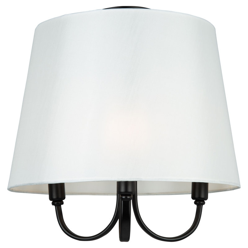 Plafonnier semi-encastré 3 lumières l 15,7 po, Noir