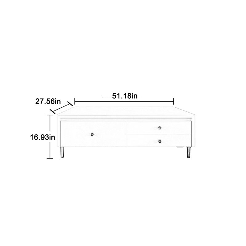 Table basse ronde en coin en bois massif multicouche, H 16,93 po x L 51,18 po x l 27,56 po