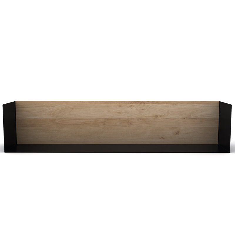U Oak Solid Wood Accent Shelf, 5.9" H x 27.6" W x 5.9" D, White