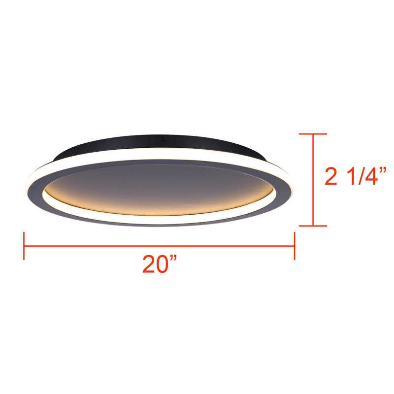 GAVyn 20 po Plafonnier encastré moderne intégré 1 lumière DEL, Noir mat