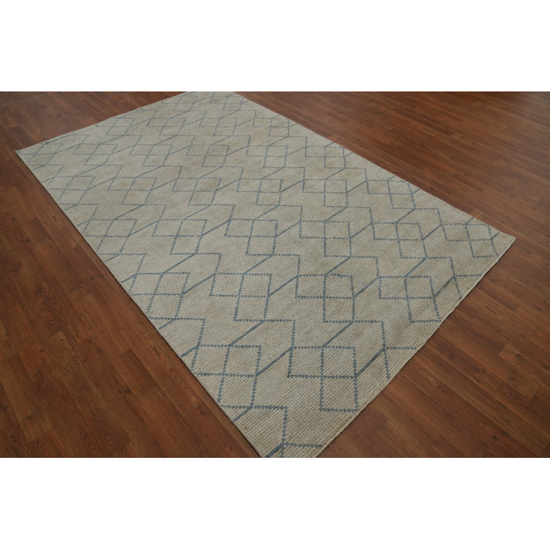 Tapis géométrique en laine pour salon moderne 5 x 8