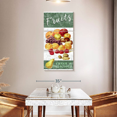 "Food and Drink Typographie", délicieux fruits, ensemble de 3 reproductions sur toile par Tom Timber