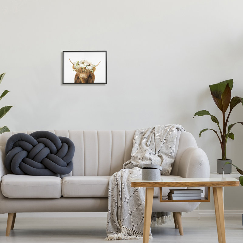 Bouvier Highland, couronne de fleurs blanches, conception minimale par Leah Straatsma - impression