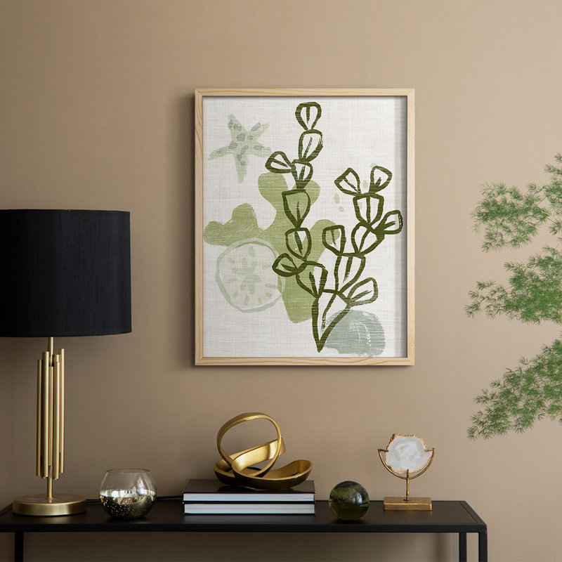 Coral Blockprint I, reproduction encadrée - bois massif, H 21 po x l 17 po