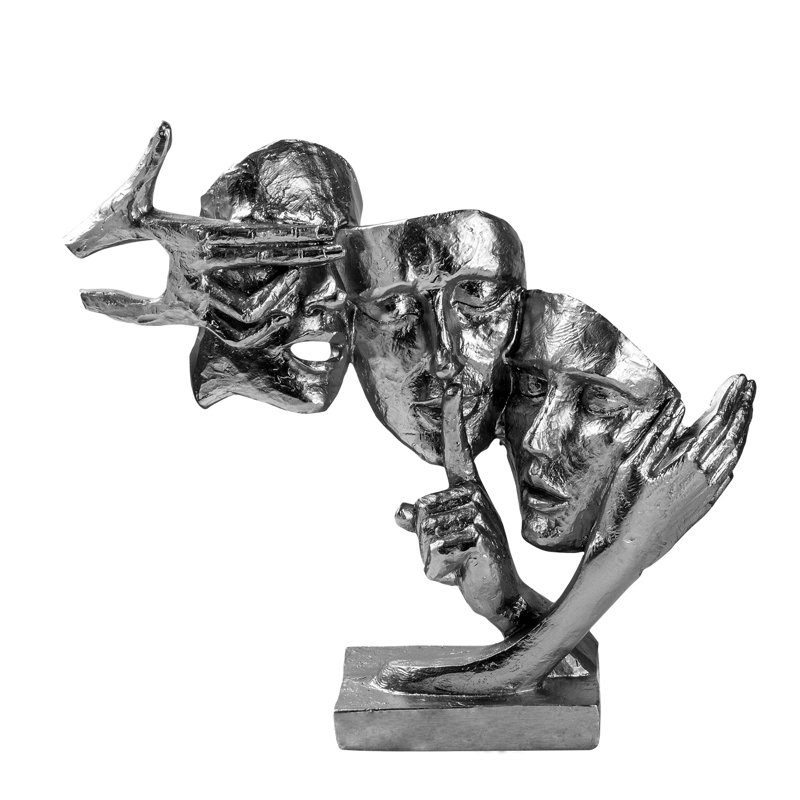 Hand-Painted Decorative Object, Silver, 14.2 x 13.0 x 3.9 inches | 100% Polyester, Unique Color Variations | Perfect for Home Décor & Accent Pieces, Adds Elegance to Any Space, Artisan Crafted