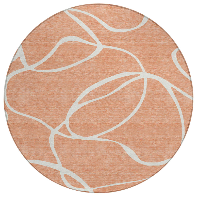 Mirelle Salmon Washable Indoor-Outdoor Rug - , 2'6" x 3'10"