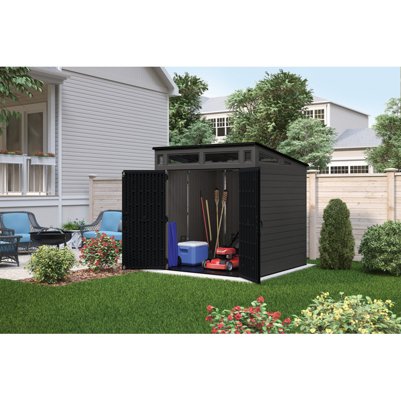 Suncast Modernist 7 ft. W x 7 ft. D Resin Storage Shed, Stoney