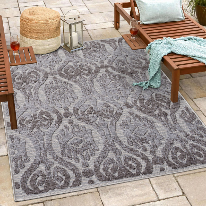 Tapis marocain intérieur / extérieur Mihal, Rectangle 7 pi 10 po x 8 pi 10 po
