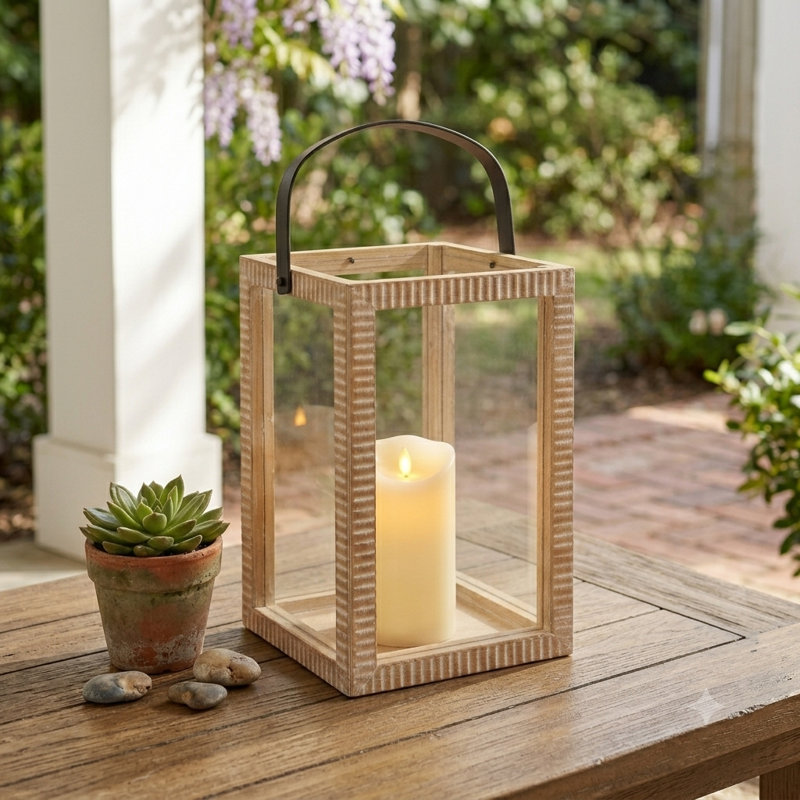 Lanterne en bois à motif Aber Ridge, H 9,5 po x l 6,5 po x P 5,75 po