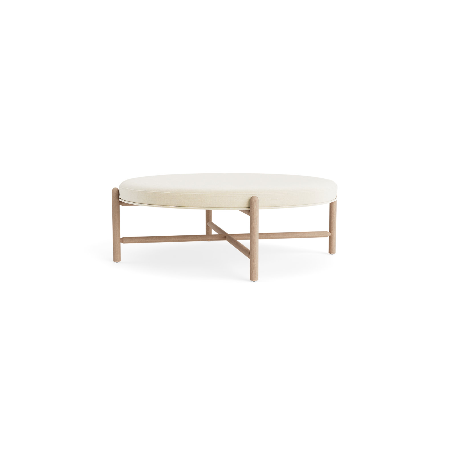 Vane 48" Round Ottoman, Cream, Oak