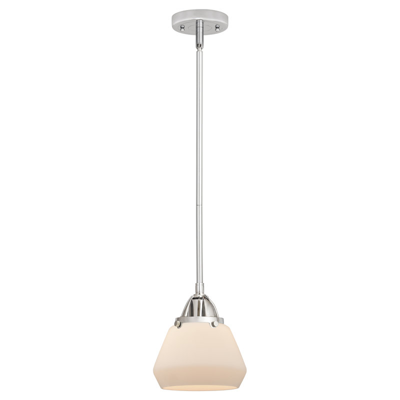 Mini-luminaire suspendu 1 lumière 7 po Nouveau 2 - Elim - 1 lumière DEL - Finition nickel - Abat-jour blanc, Blanc mat