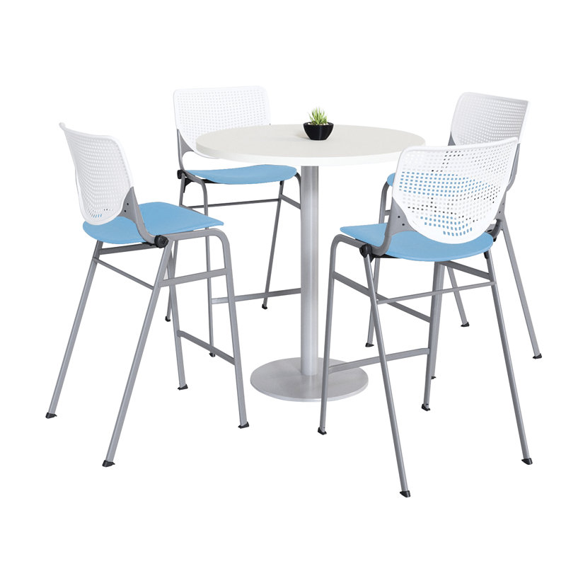 Mode - KOOL Ensembles de table ronde et de chaises pour salle de pause, H 41 po x L 42 po x l 42 po, Blanc / peri, Blanc