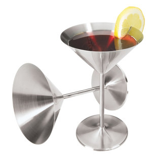 Stainless Steel Martini Glasses 4, 8 Oz Metal Cocktail Glasses,  Unbreakable, Durable, Mirror Finish
