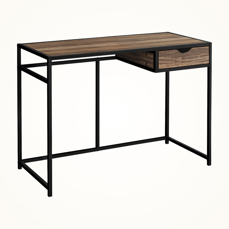Larissa Brown Finish 1-Drawer Computer Desk With Black Metal Leg, 29.79" H X 42.08" W X 19.88" D