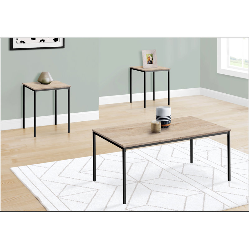 Ensemble de table avec structure en métal noir, Taupe