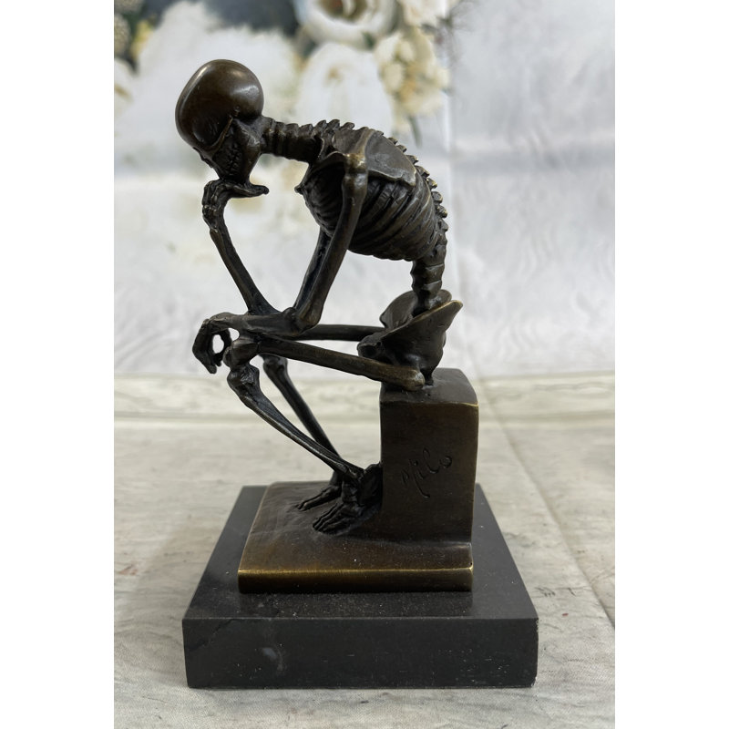 Figurine Ingrassellino penseur squelette pensant homme Memento Mori