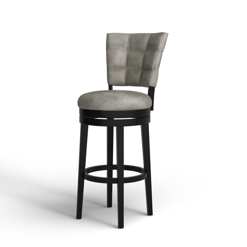 Bittu Swivel Upholstered Counter Stool, Bar Stool (30" Seat Height), Granite Gray