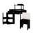 Triangle Corner Vanity Desk with Charging Station, Cushioned Stool, Pull-Out Side Cabinet, Glass Tabletop, Drawer and Shelf