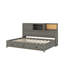 Lit de jour en bois pleine grandeur avec tiroirs de rangement, tablette souple supérieure, tablette et ensemble de prises et ports USB-2115170889