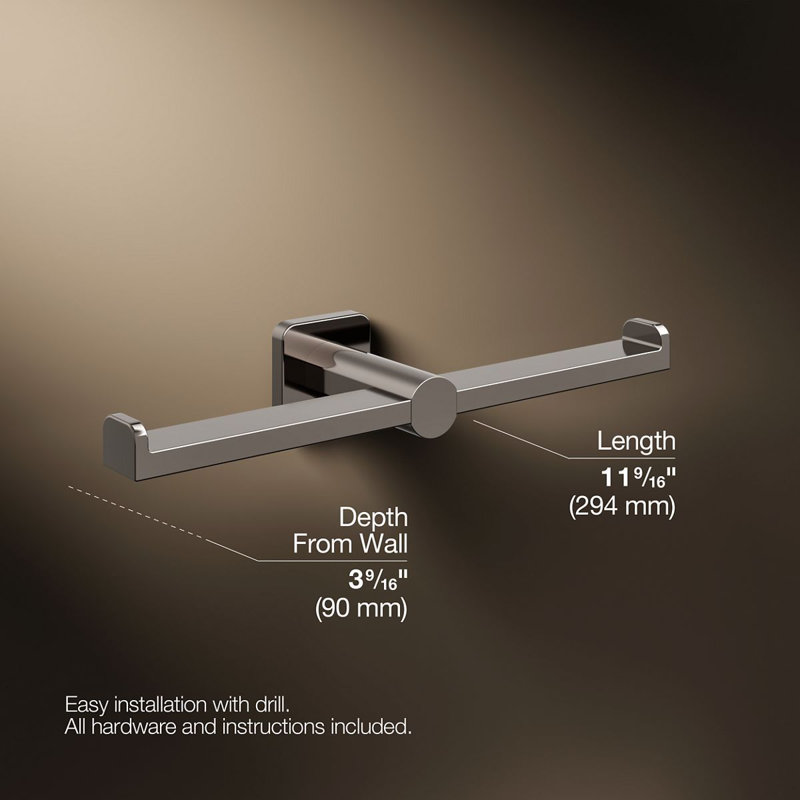 Parallel Double Toilet Paper Holder, Gray