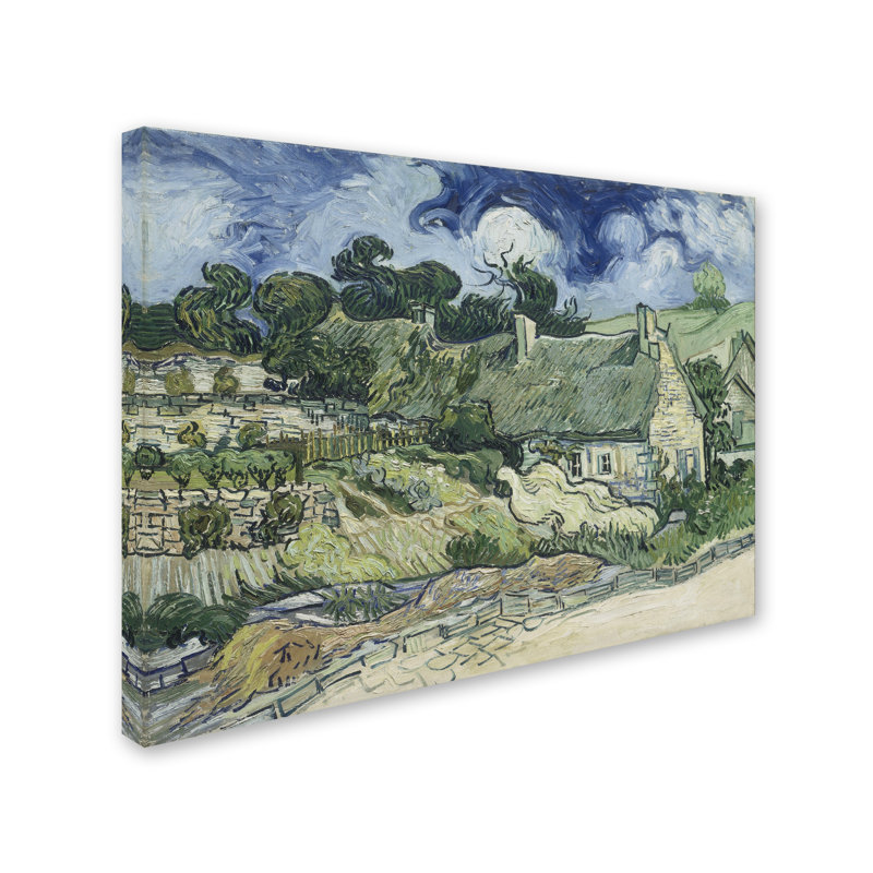 Chaumières à Cordeville par Vincent Van Gogh - impression sur toile tendue, H 18 po x l 24 po