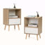 Ensemble de table de chevet Mid-Century en bois, canapé-lit avec tiroir et tablette, table de bout moderne