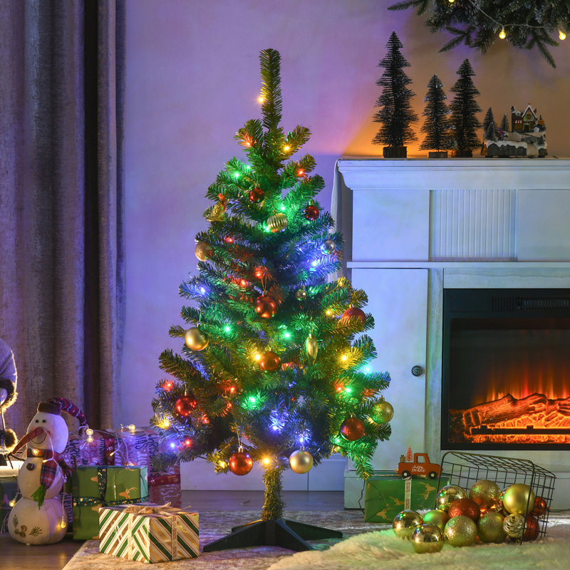 Arbre de Noël artificiel de 4 pi de hauteur avec 208 branches, 100 lumières DEL, ouverture automatique pour une installation facile et un décor des Fêtes