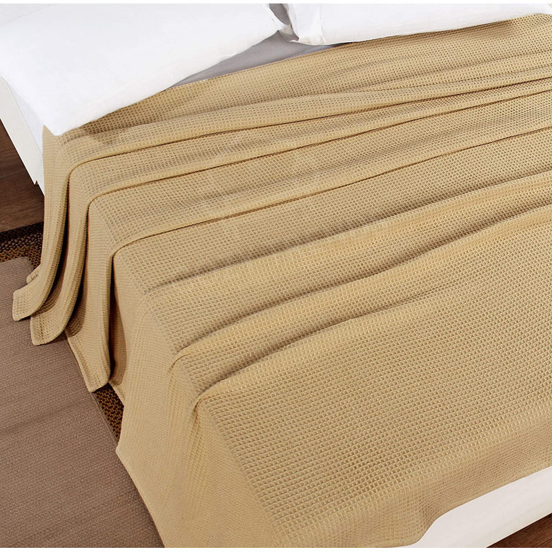 Couverture en coton, Beige, Grand, 4