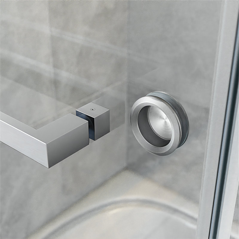 - W x 76'' H Double Added Door Frameless Shower Door with, Nickel