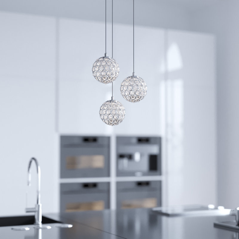 Luminaire suspendu sphère 3 lumières Tietjen, Cuivre