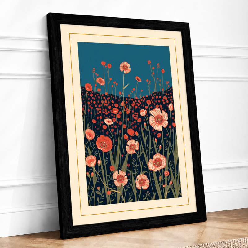 Wildflower Field Botanical - Framed Print, Black, A3 - 42.0 x 29.7 cm