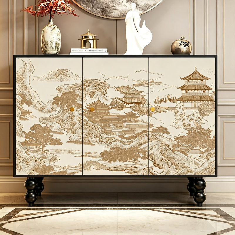 Chinese Style Wooden Entryway Storage Cabinet