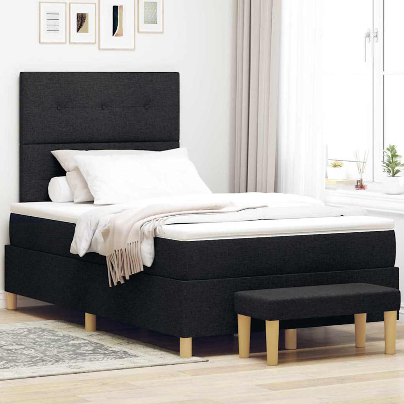 Lit sommier avec matelas Vidaxl noir 47,2 po x 74,8 po, Double, Noir