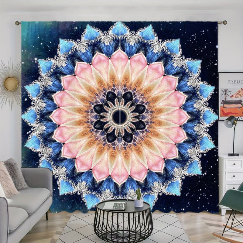 Rideau filtrant la lumière 2PCS Mandala, L 52 po x H 63 po x 2 pièces