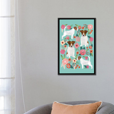 "jack terrier floral collage" , impression sur toile tendue