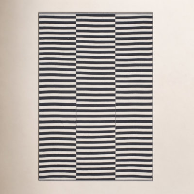 Ilona Ivory Black Striped Cotton Rug