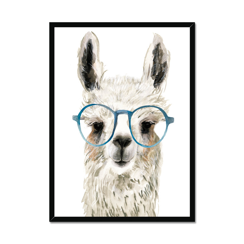 Hip Llama II by Victoria Borges - Painting, Black Framed Paper Print, 80cm H x 55cm W