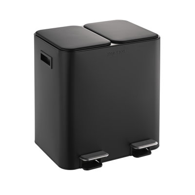 The Step N 'Sort 2 x 15 litres, double poubelle et bac de recyclage avec couvercle à fermeture lente et bacs intérieurs amovibles, noir