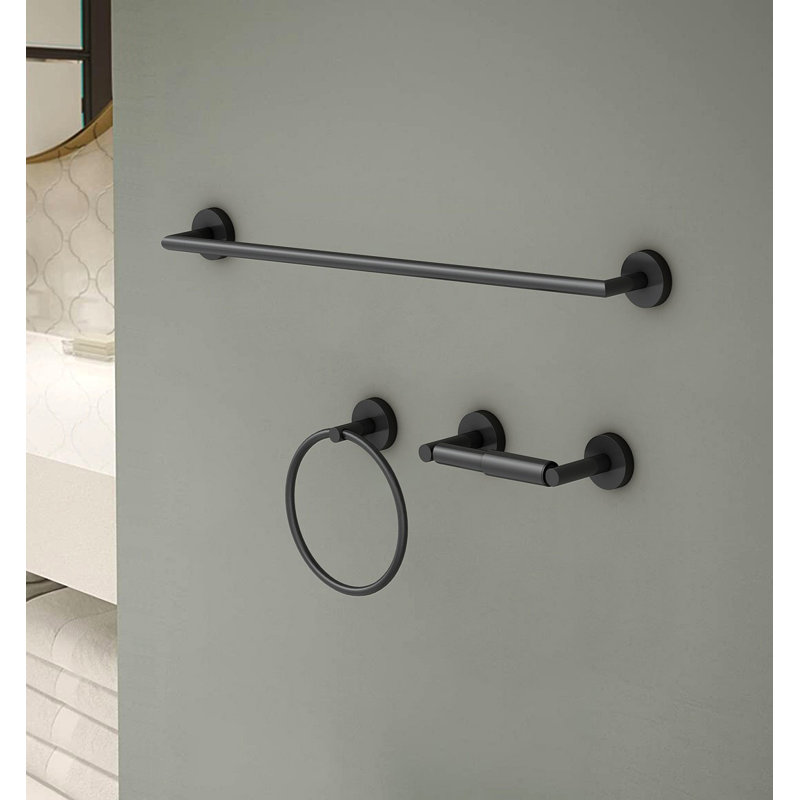3 - Piece Bathroom Hardware Set, Matte Black