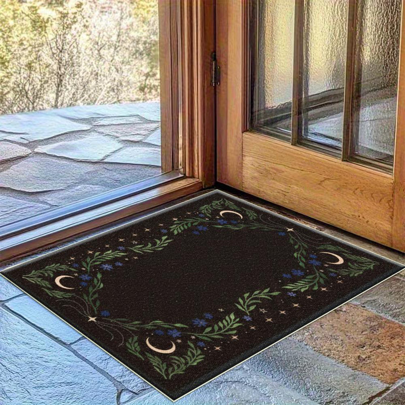 Moon And Star Floral Area Rug, Soft And Lightweight, Suitable For All Seasons, Easy To Maintain And Easy To Clean, Machine Washable Carpet Floor Mat, Suitable For Living Room, Bedroom, Hallway, Balcony, Patio, Room Decor, Home Decor, Outdoor Decor