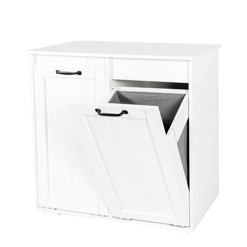 Armoire de buanderie avec sections et poignées divisées pour faciliter le tri et le rangement