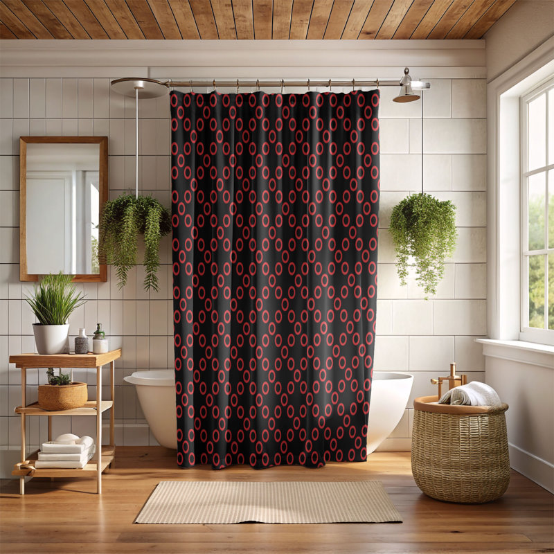 Black Dots - Rideau de douche Premium, H 74 po x l 71 po