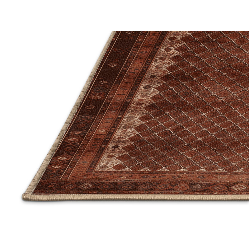 Machine Washable Persian Brown Area Rug, Rectangle 7 pi x 9 pi