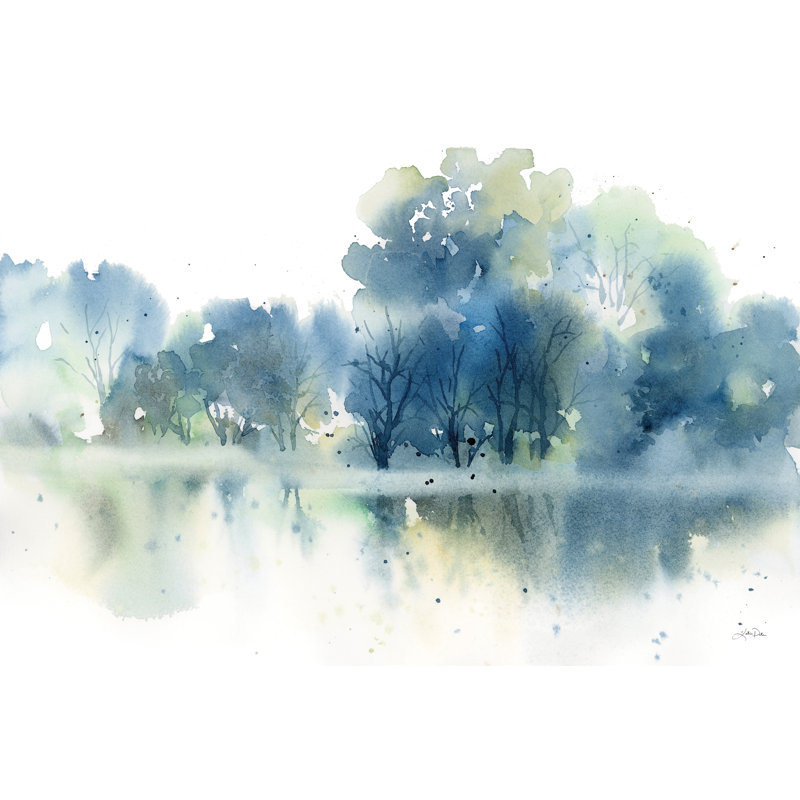 Blue Pond Reflections by Katrina Pete - Wrapped Canvas Painting, 30cm H x 46cm W