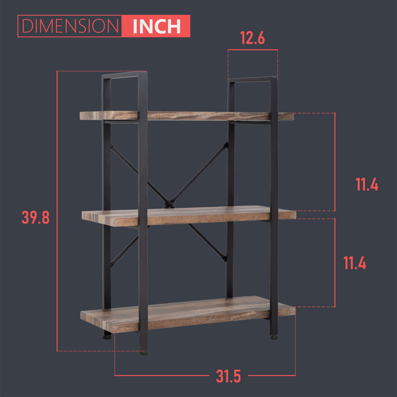 Bibliothèque étagère Michel, (2 tablettes) H 39,8 po x l 31,5 po x P 12,6 po