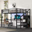 Grand lit mezzanine avec bureau en forme de L et port USB, lit mezzanine en métal avec garde-robe et tablette réglable, lit mezzanine haut avec DEL pour enfants, adolescents, adultes-1425668202-1529743013
