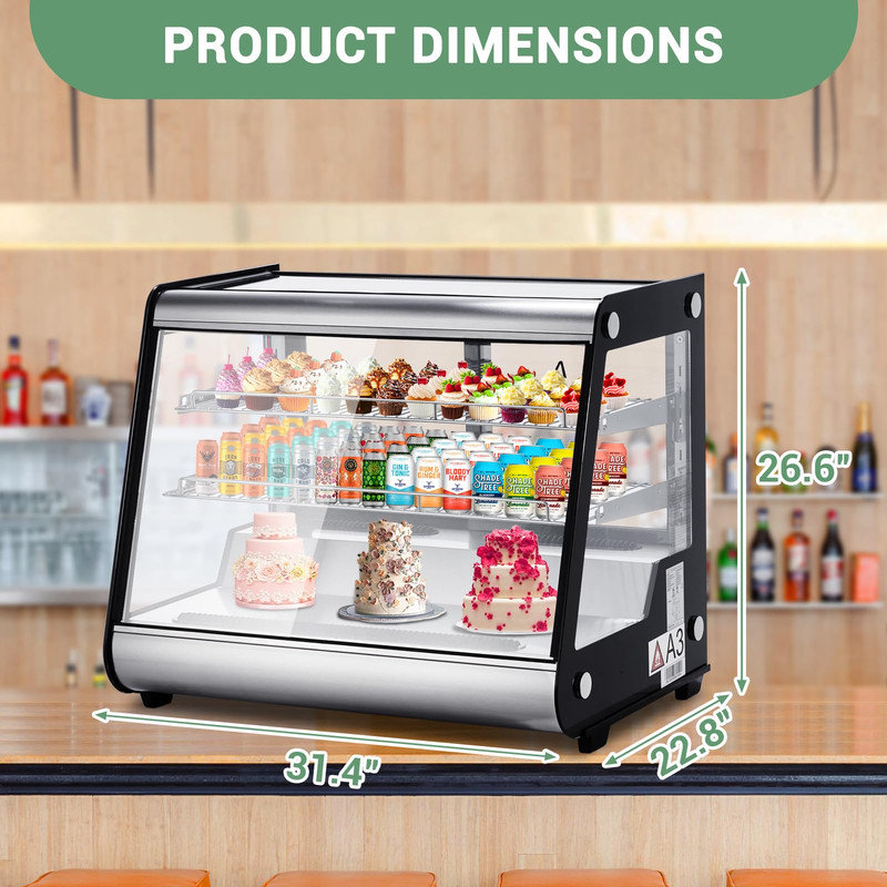5,3 pieds cubes Réfrigérateur de comptoir commercial Ft, porte arrière coulissante pour boissons et pâtisseries avec refroidissement à DEL pour café