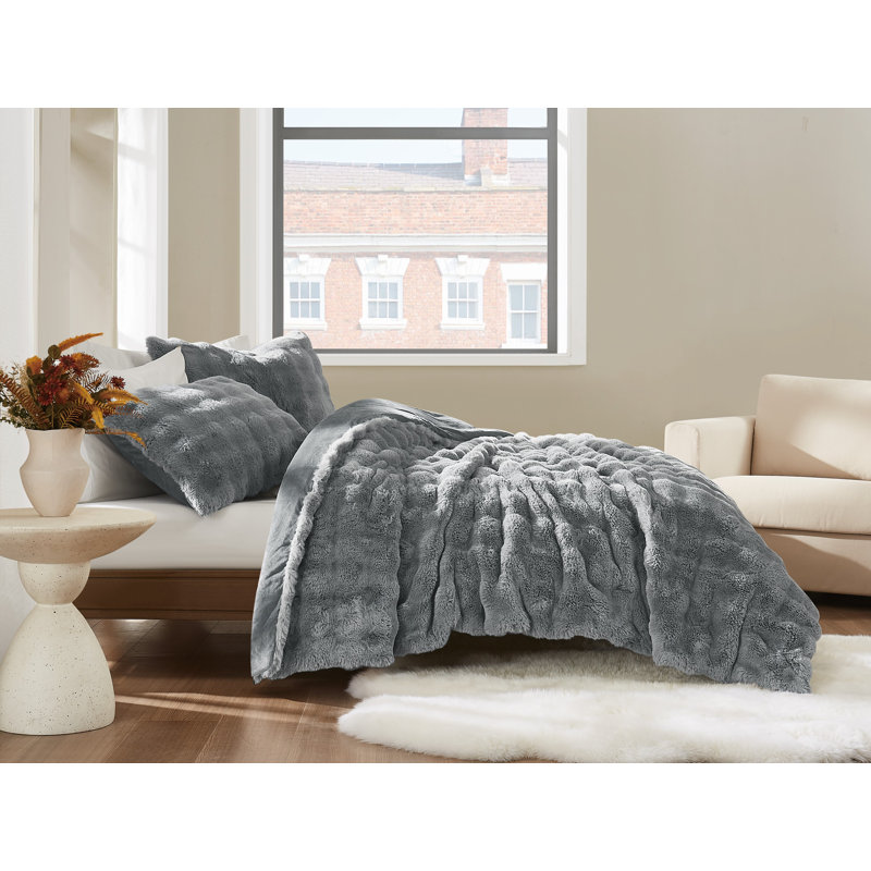 Ensemble d'édredon Brooklyn, Édredon très grand + 2 taies décoratives, Gris